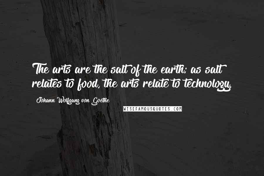 Johann Wolfgang Von Goethe Quotes: The arts are the salt of the earth; as salt relates to food, the arts relate to technology.