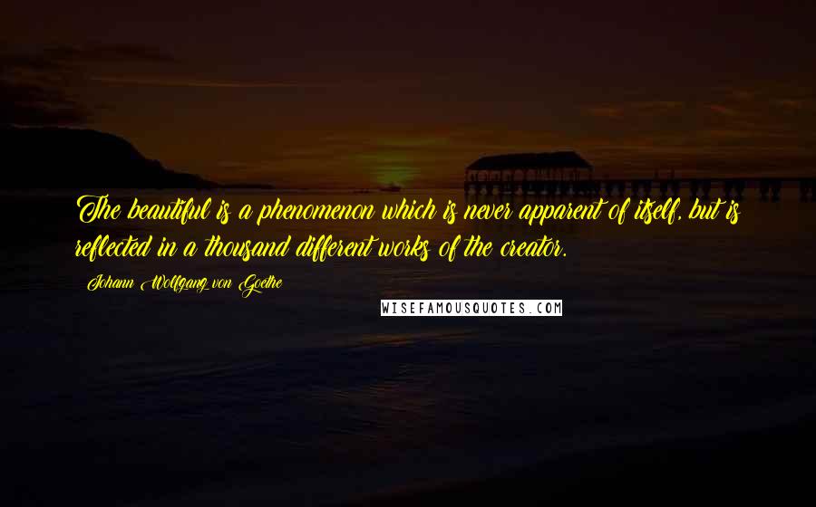 Johann Wolfgang Von Goethe Quotes: The beautiful is a phenomenon which is never apparent of itself, but is reflected in a thousand different works of the creator.