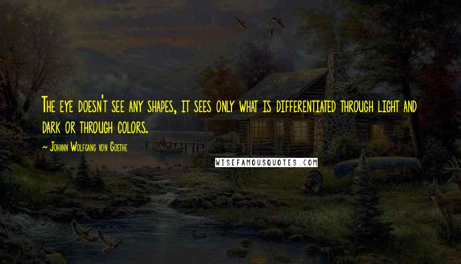 Johann Wolfgang Von Goethe Quotes: The eye doesn't see any shapes, it sees only what is differentiated through light and dark or through colors.