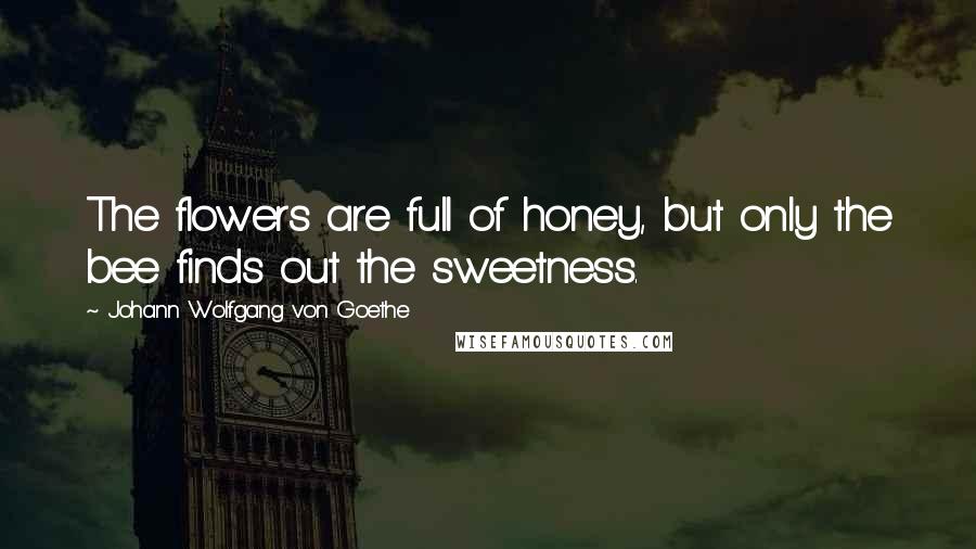 Johann Wolfgang Von Goethe Quotes: The flowers are full of honey, but only the bee finds out the sweetness.