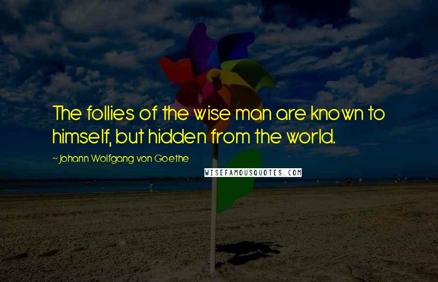 Johann Wolfgang Von Goethe Quotes: The follies of the wise man are known to himself, but hidden from the world.