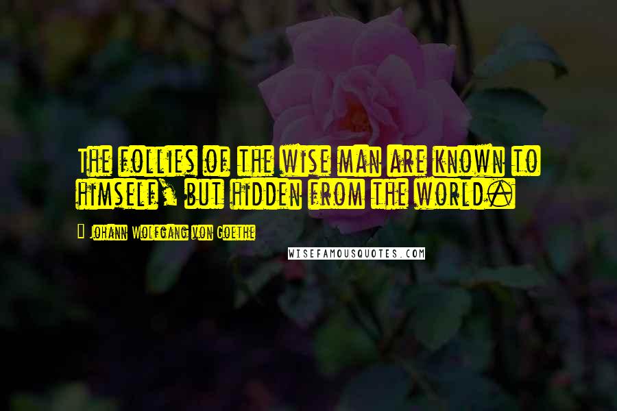 Johann Wolfgang Von Goethe Quotes: The follies of the wise man are known to himself, but hidden from the world.