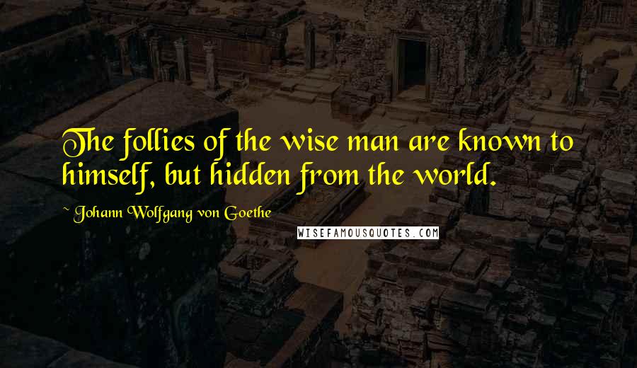 Johann Wolfgang Von Goethe Quotes: The follies of the wise man are known to himself, but hidden from the world.