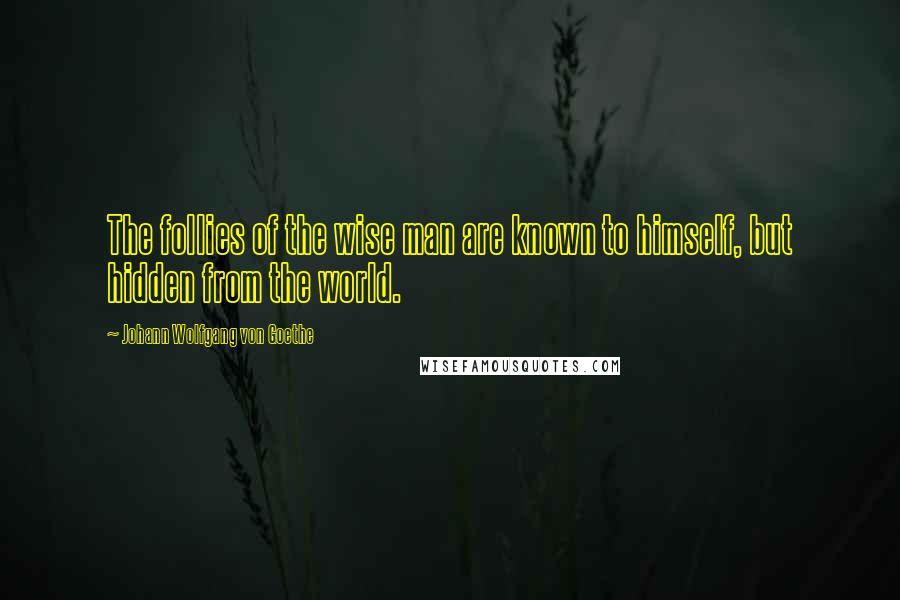 Johann Wolfgang Von Goethe Quotes: The follies of the wise man are known to himself, but hidden from the world.