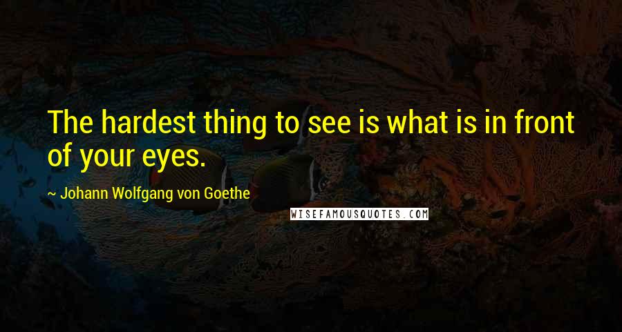 Johann Wolfgang Von Goethe Quotes: The hardest thing to see is what is in front of your eyes.