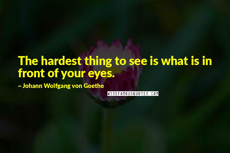 Johann Wolfgang Von Goethe Quotes: The hardest thing to see is what is in front of your eyes.