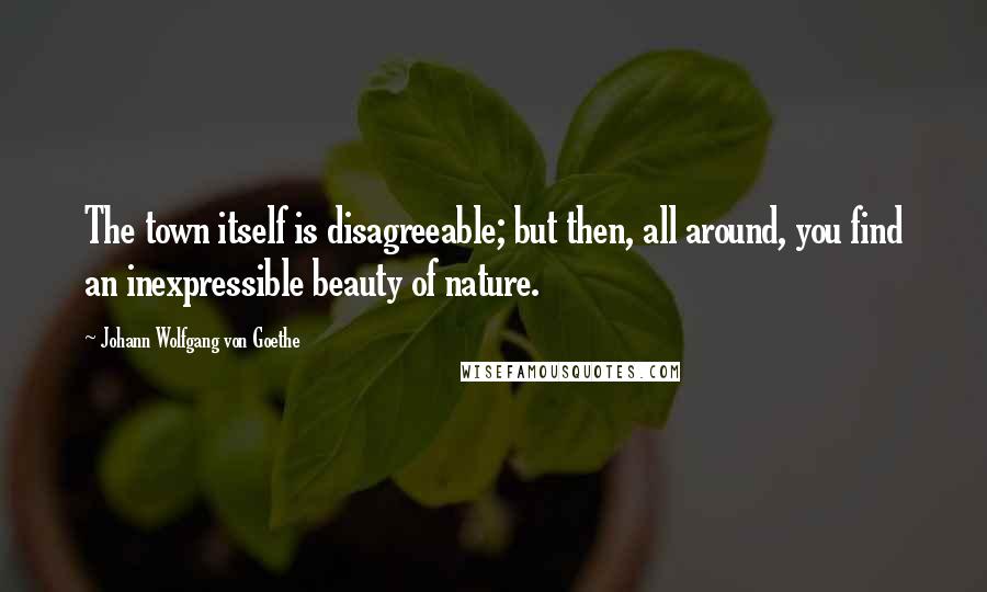 Johann Wolfgang Von Goethe Quotes: The town itself is disagreeable; but then, all around, you find an inexpressible beauty of nature.