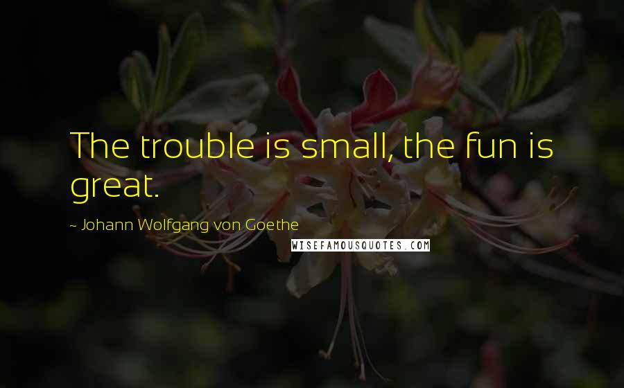 Johann Wolfgang Von Goethe Quotes: The trouble is small, the fun is great.
