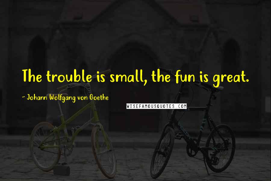 Johann Wolfgang Von Goethe Quotes: The trouble is small, the fun is great.
