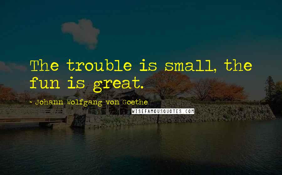 Johann Wolfgang Von Goethe Quotes: The trouble is small, the fun is great.