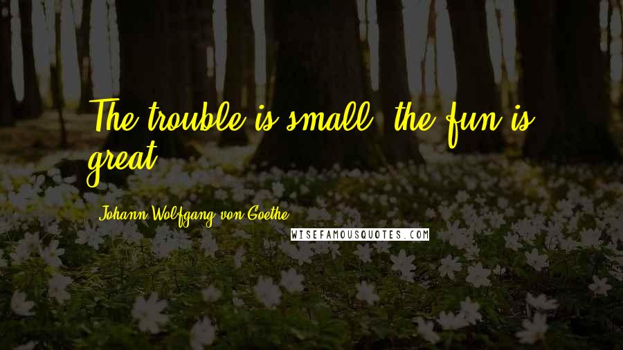 Johann Wolfgang Von Goethe Quotes: The trouble is small, the fun is great.