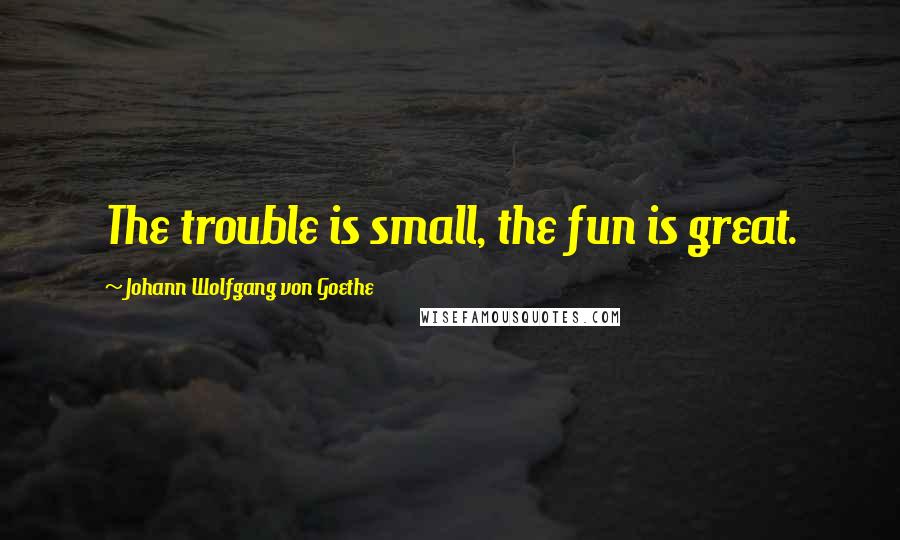 Johann Wolfgang Von Goethe Quotes: The trouble is small, the fun is great.