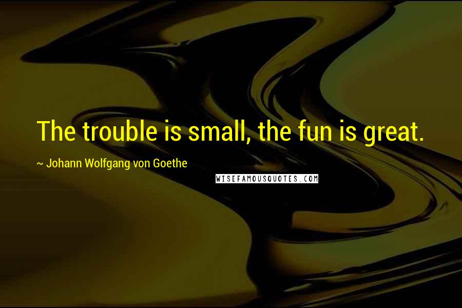 Johann Wolfgang Von Goethe Quotes: The trouble is small, the fun is great.