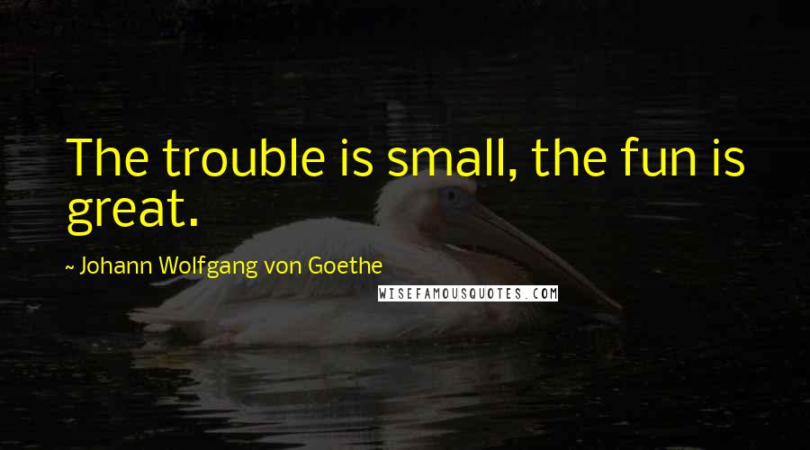 Johann Wolfgang Von Goethe Quotes: The trouble is small, the fun is great.