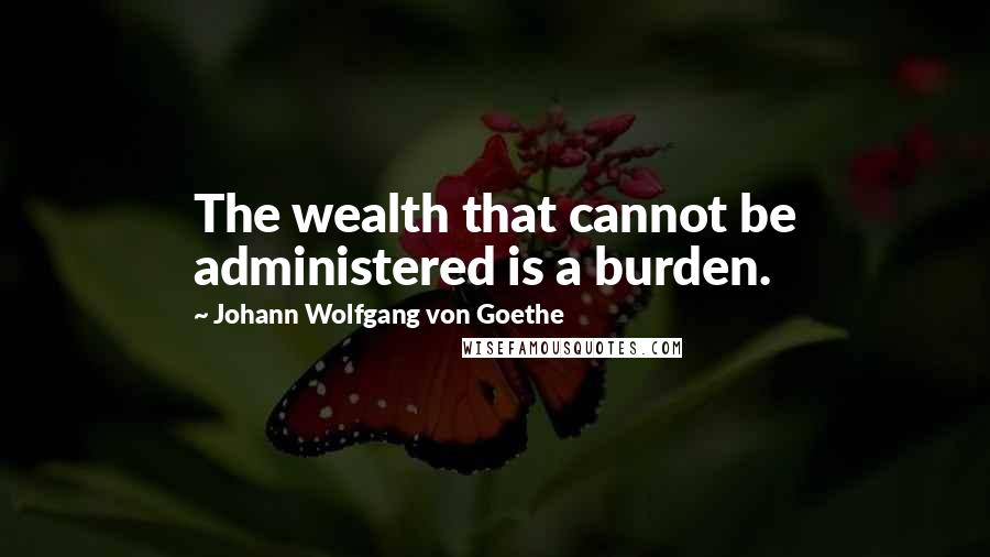 Johann Wolfgang Von Goethe Quotes: The wealth that cannot be administered is a burden.