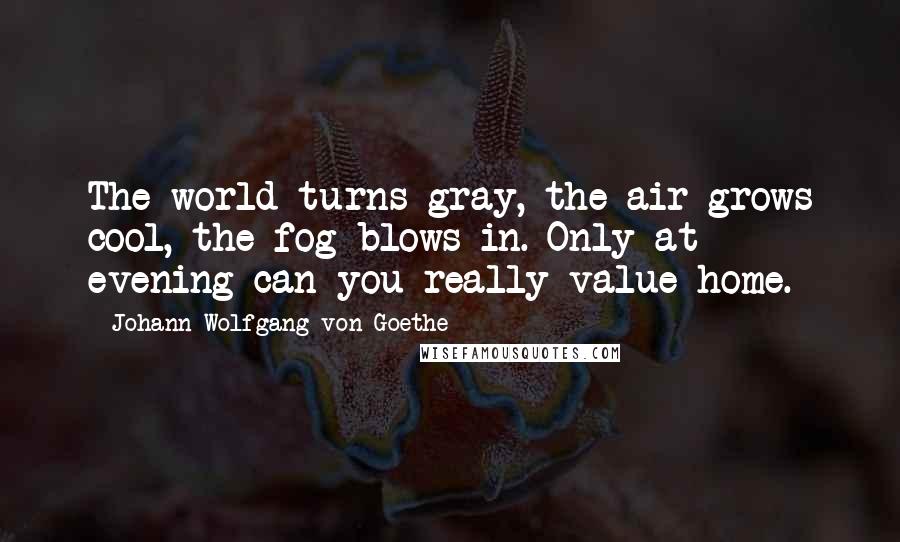 Johann Wolfgang Von Goethe Quotes: The world turns gray, the air grows cool, the fog blows in. Only at evening can you really value home.
