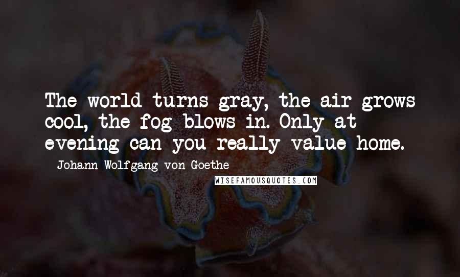 Johann Wolfgang Von Goethe Quotes: The world turns gray, the air grows cool, the fog blows in. Only at evening can you really value home.