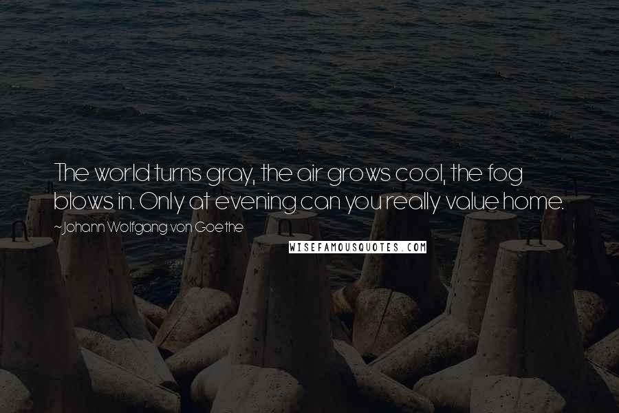 Johann Wolfgang Von Goethe Quotes: The world turns gray, the air grows cool, the fog blows in. Only at evening can you really value home.