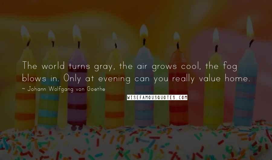 Johann Wolfgang Von Goethe Quotes: The world turns gray, the air grows cool, the fog blows in. Only at evening can you really value home.