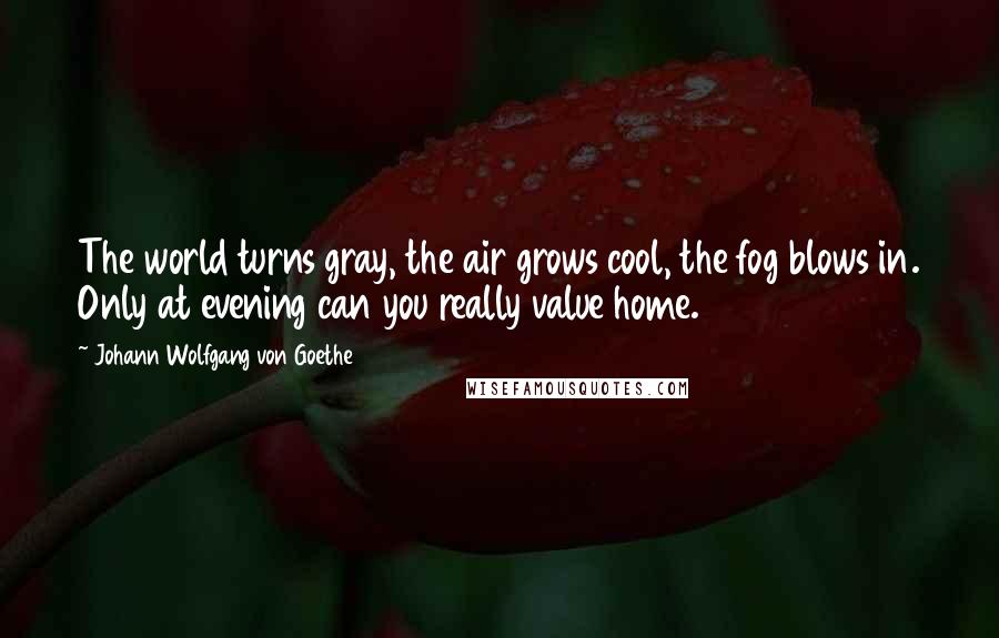 Johann Wolfgang Von Goethe Quotes: The world turns gray, the air grows cool, the fog blows in. Only at evening can you really value home.