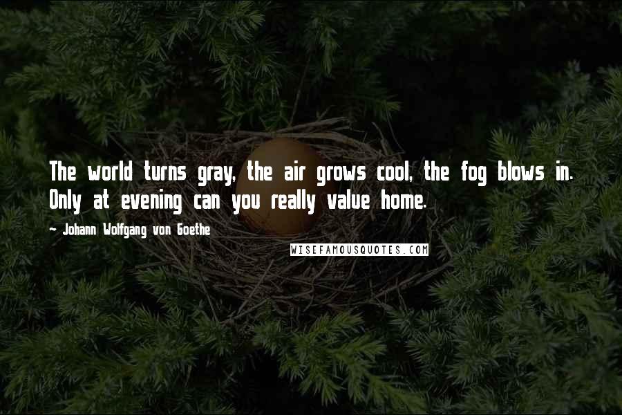 Johann Wolfgang Von Goethe Quotes: The world turns gray, the air grows cool, the fog blows in. Only at evening can you really value home.