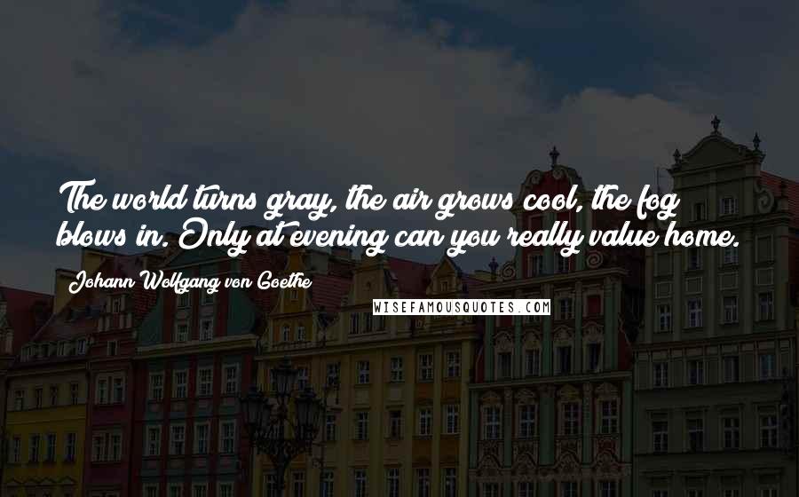 Johann Wolfgang Von Goethe Quotes: The world turns gray, the air grows cool, the fog blows in. Only at evening can you really value home.