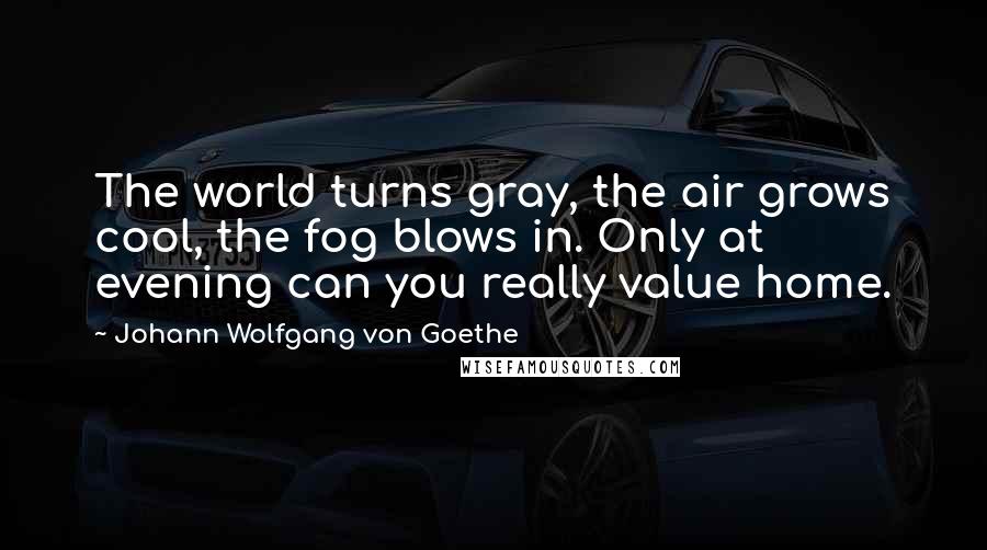 Johann Wolfgang Von Goethe Quotes: The world turns gray, the air grows cool, the fog blows in. Only at evening can you really value home.