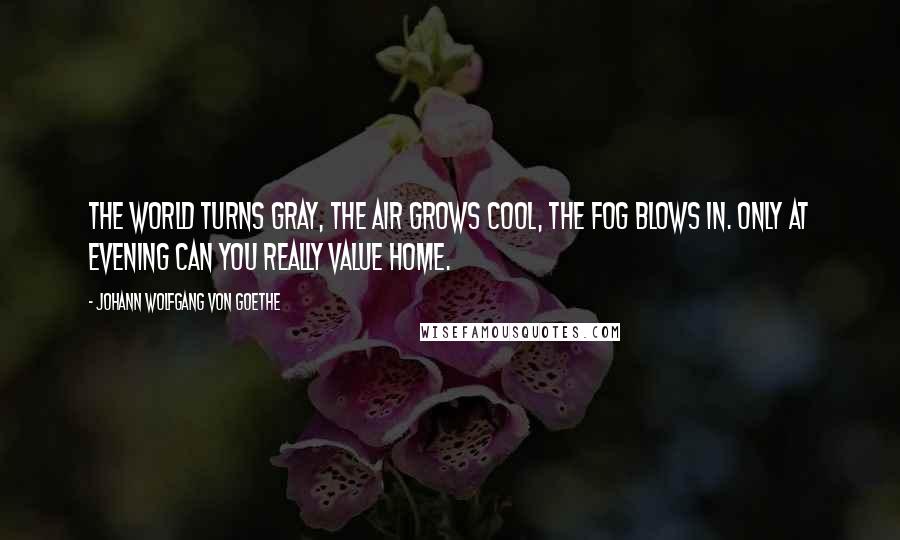 Johann Wolfgang Von Goethe Quotes: The world turns gray, the air grows cool, the fog blows in. Only at evening can you really value home.