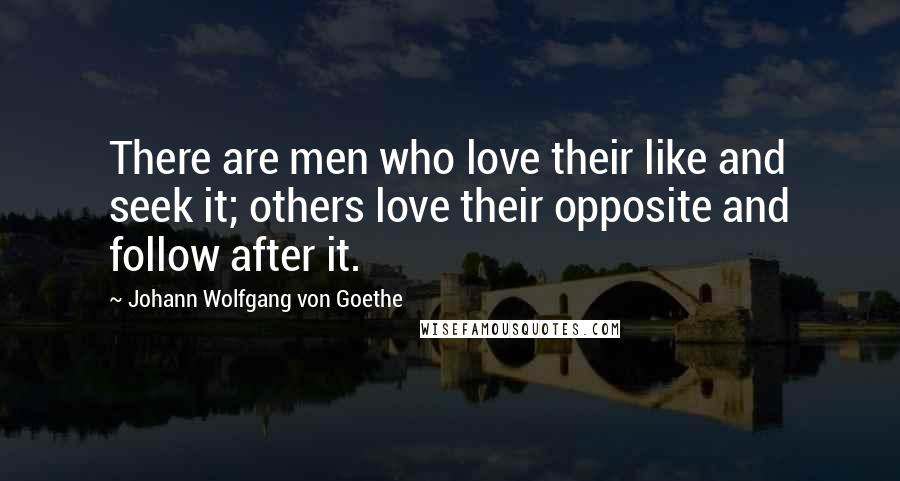 Johann Wolfgang Von Goethe Quotes: There are men who love their like and seek it; others love their opposite and follow after it.