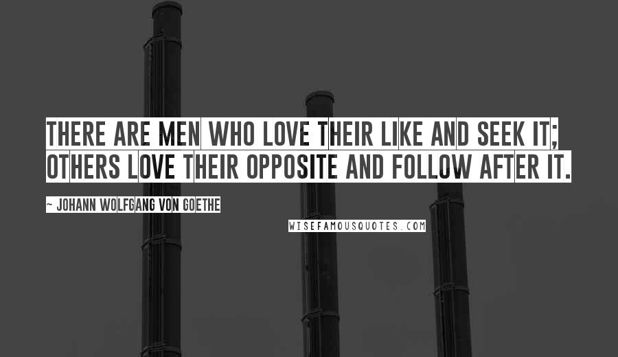 Johann Wolfgang Von Goethe Quotes: There are men who love their like and seek it; others love their opposite and follow after it.