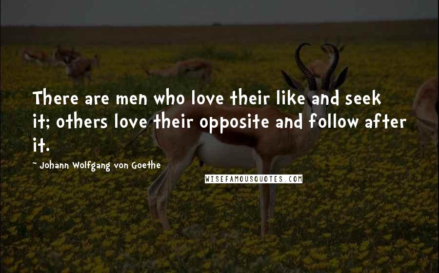 Johann Wolfgang Von Goethe Quotes: There are men who love their like and seek it; others love their opposite and follow after it.