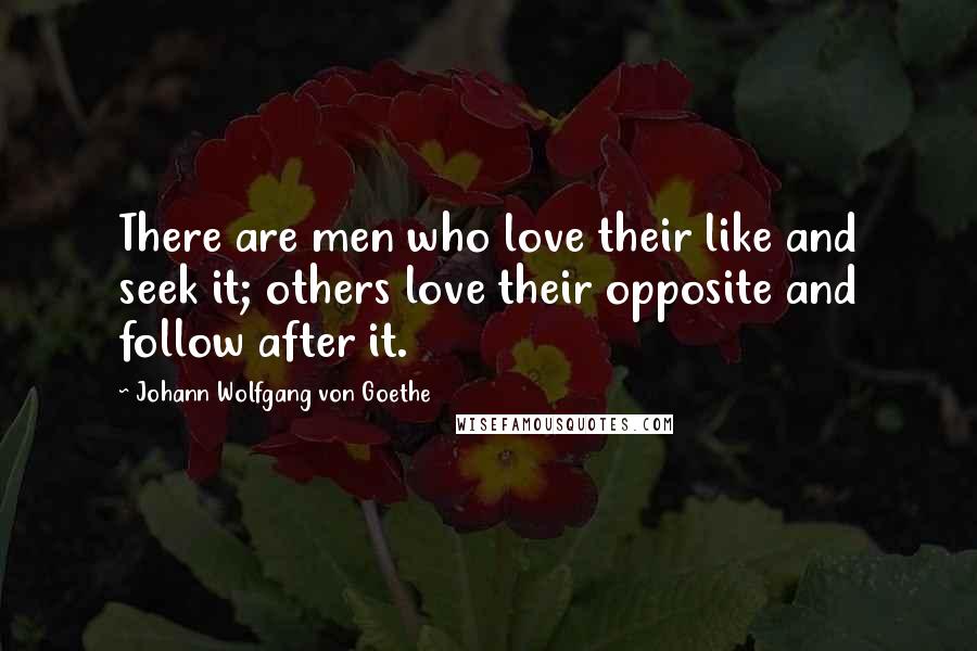 Johann Wolfgang Von Goethe Quotes: There are men who love their like and seek it; others love their opposite and follow after it.