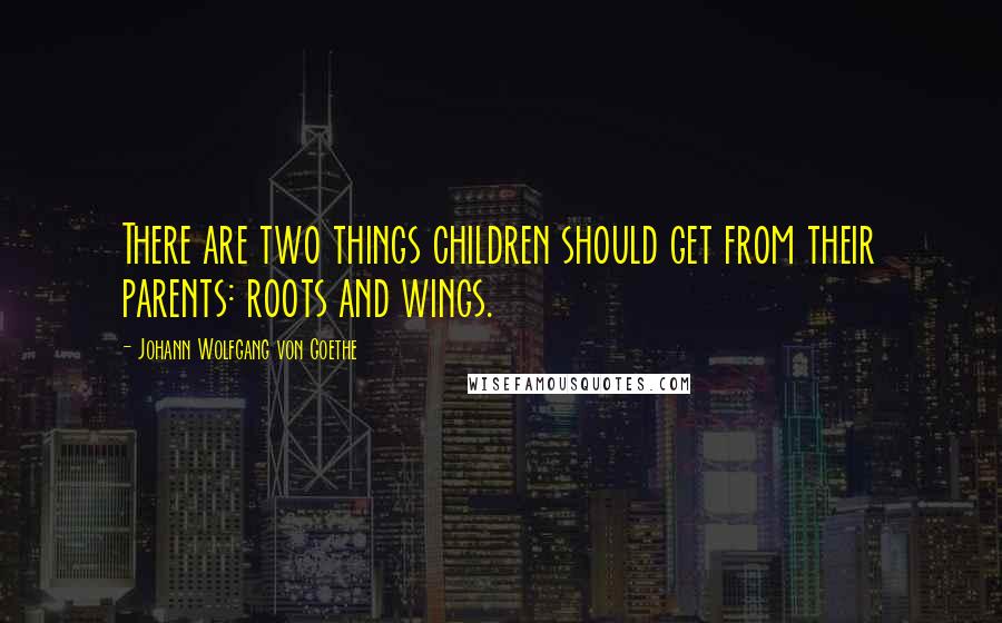Johann Wolfgang Von Goethe Quotes: There are two things children should get from their parents: roots and wings.