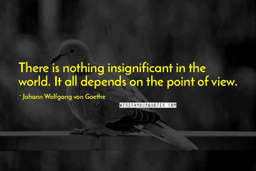 Johann Wolfgang Von Goethe Quotes: There is nothing insignificant in the world. It all depends on the point of view.