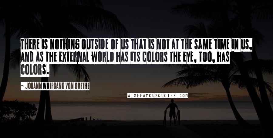 Johann Wolfgang Von Goethe Quotes: There is nothing outside of us that is not at the same time in us, and as the external world has its colors the eye, too, has colors.