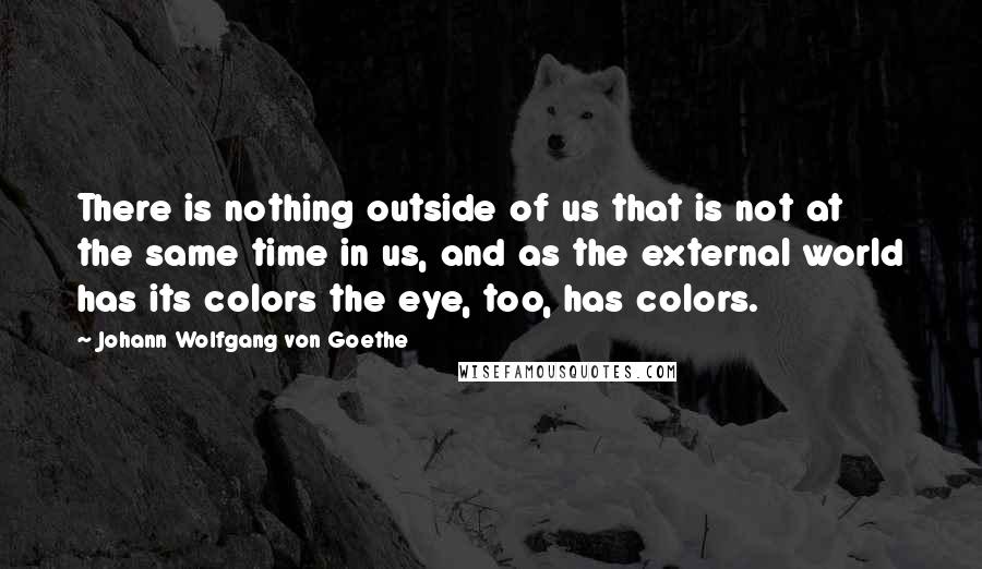 Johann Wolfgang Von Goethe Quotes: There is nothing outside of us that is not at the same time in us, and as the external world has its colors the eye, too, has colors.