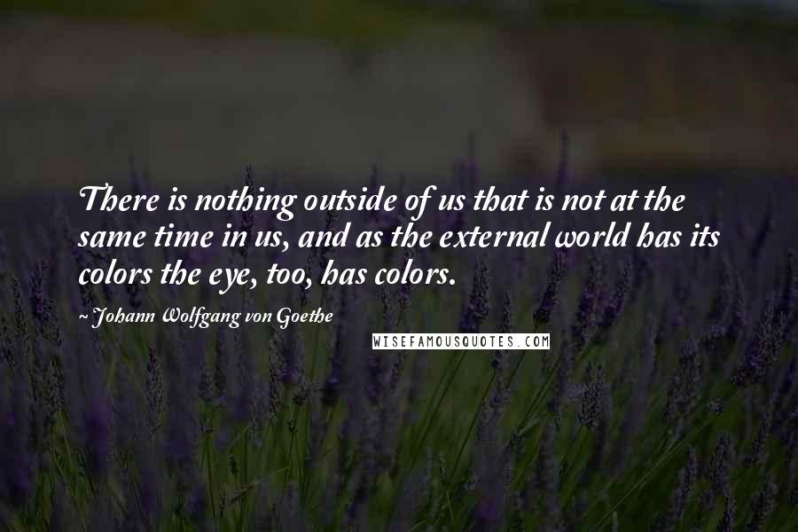 Johann Wolfgang Von Goethe Quotes: There is nothing outside of us that is not at the same time in us, and as the external world has its colors the eye, too, has colors.