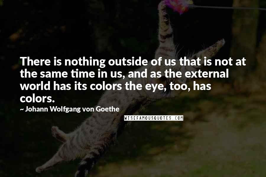 Johann Wolfgang Von Goethe Quotes: There is nothing outside of us that is not at the same time in us, and as the external world has its colors the eye, too, has colors.