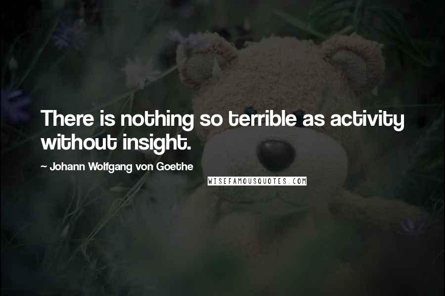 Johann Wolfgang Von Goethe Quotes: There is nothing so terrible as activity without insight.