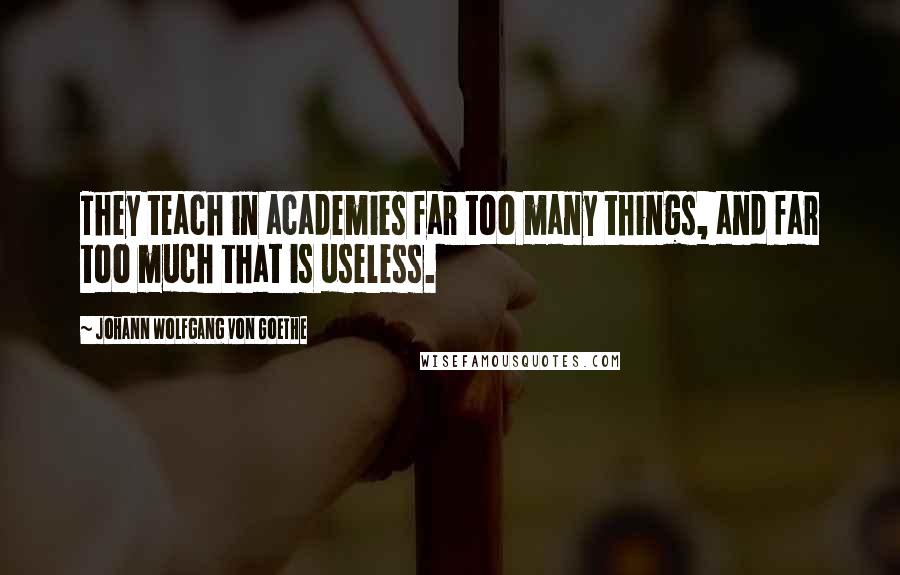 Johann Wolfgang Von Goethe Quotes: They teach in academies far too many things, and far too much that is useless.