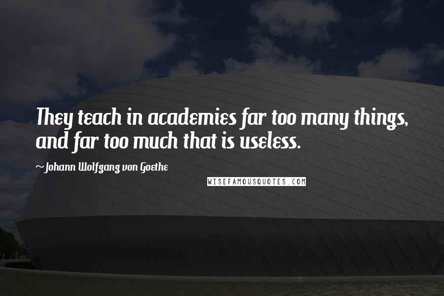 Johann Wolfgang Von Goethe Quotes: They teach in academies far too many things, and far too much that is useless.