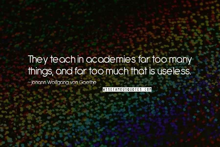 Johann Wolfgang Von Goethe Quotes: They teach in academies far too many things, and far too much that is useless.