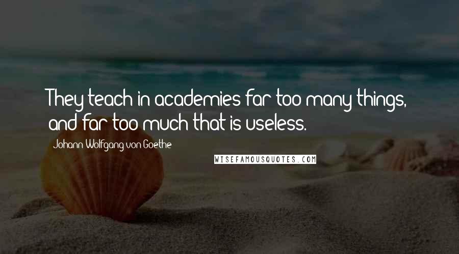 Johann Wolfgang Von Goethe Quotes: They teach in academies far too many things, and far too much that is useless.