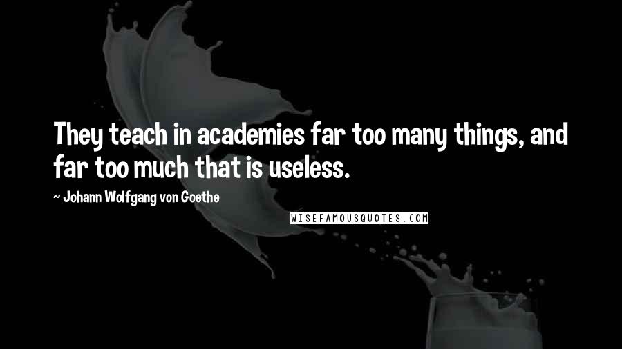 Johann Wolfgang Von Goethe Quotes: They teach in academies far too many things, and far too much that is useless.