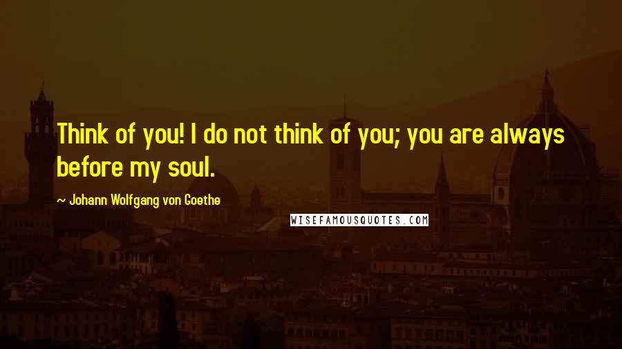 Johann Wolfgang Von Goethe Quotes: Think of you! I do not think of you; you are always before my soul.