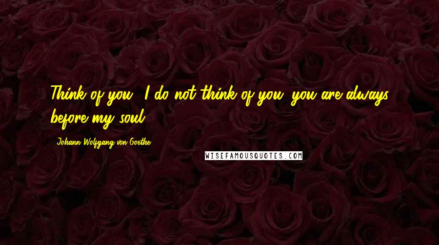 Johann Wolfgang Von Goethe Quotes: Think of you! I do not think of you; you are always before my soul.