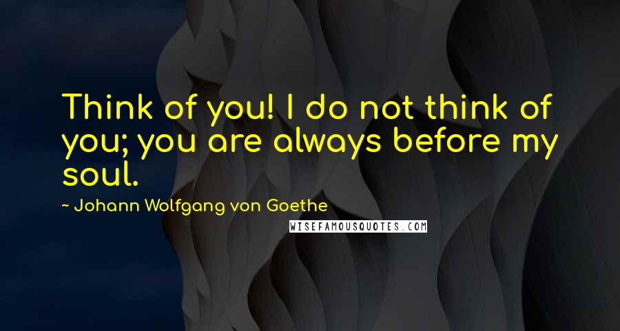 Johann Wolfgang Von Goethe Quotes: Think of you! I do not think of you; you are always before my soul.