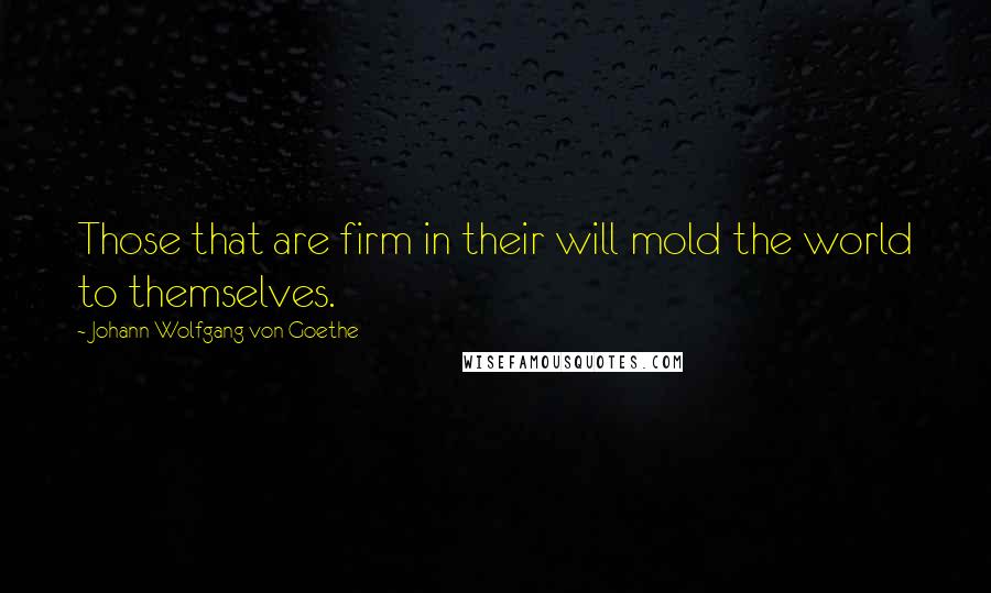 Johann Wolfgang Von Goethe Quotes: Those that are firm in their will mold the world to themselves.