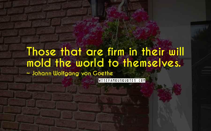 Johann Wolfgang Von Goethe Quotes: Those that are firm in their will mold the world to themselves.