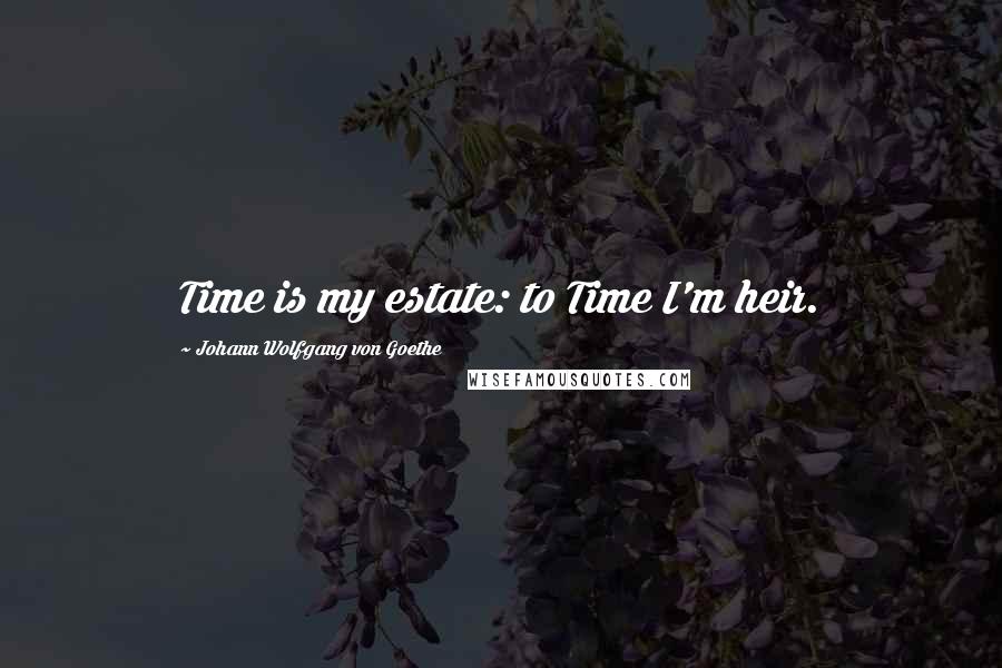 Johann Wolfgang Von Goethe Quotes: Time is my estate: to Time I'm heir.